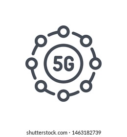 5G connection line icon. Vector outline sign.