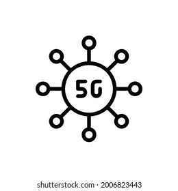 5G Connection and Network Line Icon Logo Illustration Vector Isolated. 5G and Technology Icon-Set. Suitable for Web Design, Logo, App. 64x64 Pixel Perfect.