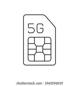 5g connection sim card linear icon. High speed internet. Thin line customizable illustration. Contour symbol. Vector isolated outline drawing. Editable stroke