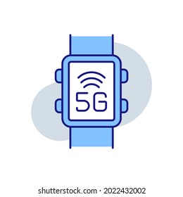 5g connection in smart watch RBG color icon. High speed internet. Thin line vector illustration.