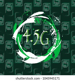 5g connection. The standard of communication in Mobile technologies. Seamless background with sim cards and splashes of bright paint. Grunge style