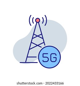 5g Verbindungsturm RBG Farbsymbol. Hochgeschwindigkeits-Internet. Dünne Vektorgrafik.