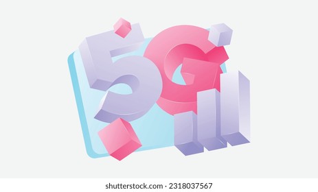 5G connection vector metallic illustration for network companies technologies new technologies tech telecom network mobile internet fast best internet 5g 4g vector illustration