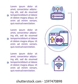 5G devices offer concept icon with text. High-speed wireless connection. Modern technology. Article page vector template. Brochure, magazine, booklet design element with linear illustrations