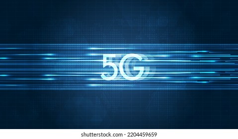 5G dot line mobile technology. Wireless data network and connection technology concept. high-speed, futuristic background. vector design.