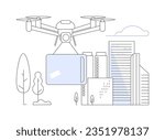 5G drones abstract concept vector illustration. Flying 5G drones, modern connection technology, high-speed internet connection, telecommunication equipment, wireless network abstract metaphor.