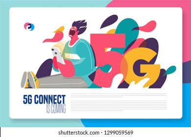 5G fast connection is coming. vector illustration