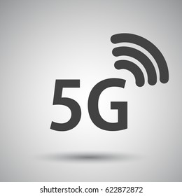 5G fast internet icon. Vector Illustration. Isolated on gray.