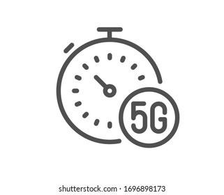 5g fast internet line icon. Wireless technology sign. Mobile wifi symbol. Quality design element. Editable stroke. Linear style 5g internet icon. Vector
