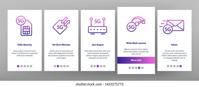 5G Fast Network, Connection To Website Vector Onboarding Mobile App Page Screen. High Speed Internet, 5G Generation Of Service. Internet Provider, Connection, Wifi, Wireless Distribution Illustration