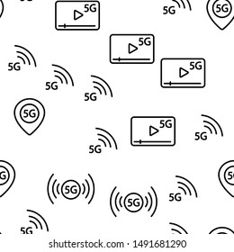 5G Fast Network, Connection To Website Vector Seamless Pattern Illustration