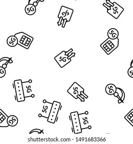 5G Fast Network, Connection To Website Vector Seamless Pattern Illustration