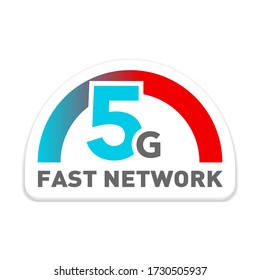 5g fast network icon, speedometer symbol vector illustration