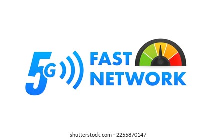 5g fast network logo. The concept of high-speed 5g Internet. Abstract symbol of 5g network speed. Speedy in motion logo design. Vector illustration