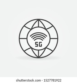 5G - fifth generation high-speed Global communication network concept outline vector icon
