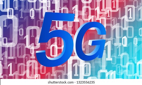 5G fifth generation of mobile network, cyber security technology computer code vector concept