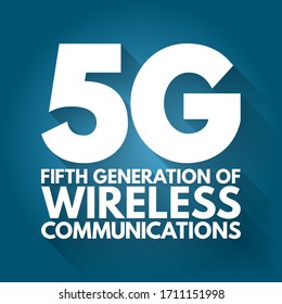 5G - Texto de la quinta generación de comunicaciones inalámbricas, fondo del concepto de tecnología