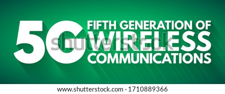5G - fifth generation of wireless communications text, technology concept background