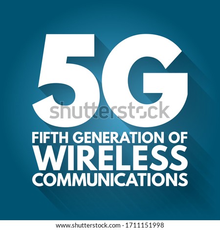 5G - fifth generation of wireless communications text, technology concept background