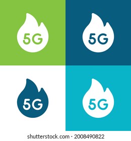 5g Plano cuatro colores mínimo conjunto de iconos
