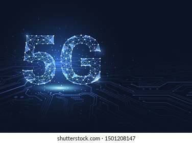 5G global network connection. Polygon connect dot and line shaped of network business. Vector Illustration
