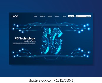 5G Global network technology landing page, interface, vector, illustration, eps 10 file