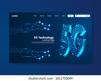 5G Global network technology landing page, interface, vector, illustration, eps 10 file