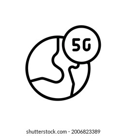 5G with Globe Line Icon Logo Illustration Vector Isolated. 5G and Technology Icon-Set. Suitable for Web Design, Logo, App. 64x64 Pixel Perfect.