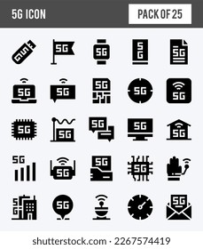 5G Glyph icon pack. vector illustration.