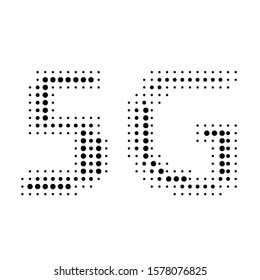 5g halftone sign. Dots halftone style. Vector illustration of data transfer isolated on a white background