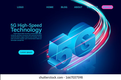 5g High-speed Technology concept. Network Communication Wireless Internet. network connection fastest internet. isometric flat design vector illustration