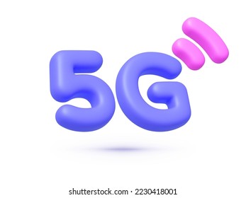 5G Icon 3d für Webdesign. Konzept des Internet-Netzwerks. Kommunikation, Internetkonzept. Vektorgrafik 3D