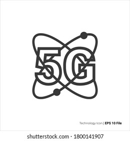 5g icon. 5g icon with atom circle vector design. isolated on white background