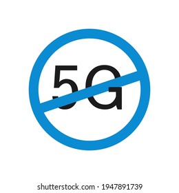 5G icon forbidding sign. Vector illustration