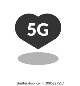 5G icon and heart icon, vector illustration