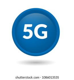 5G icon  isolated on elegant blue round button abstract illustration