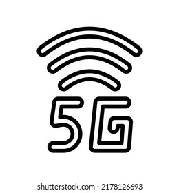 5G Icon. Line Art Style Design Isolated On White Background
