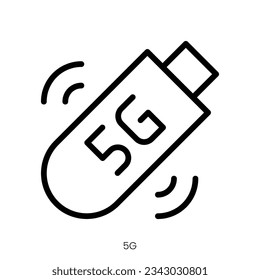 5g icon. Line Art Style Design Isolated On White Background