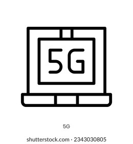 5g icon. Line Art Style Design Isolated On White Background