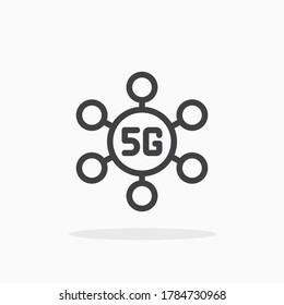 5G-Symbol im Linienstil. Für Ihr Design, Logo. Vektorgrafik. Bearbeitbarer Stroke.