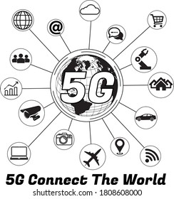 5G Icon Network Verbinden Sie die Welt