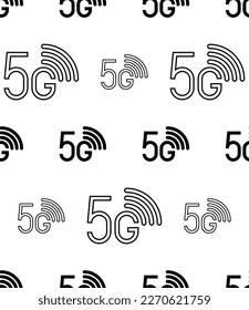 5g Icon Seamless Pattern, Fifth Generation Wireless Technology Icon Vector Art Illustration