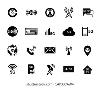 5G icon set vector and illustration.