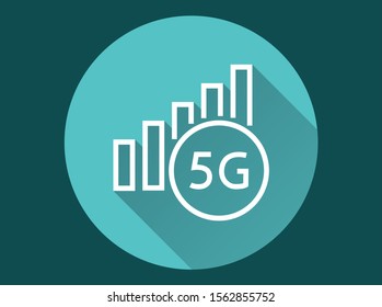 5g icon. Simple illustration with long shadow isolated for graphic and web design.