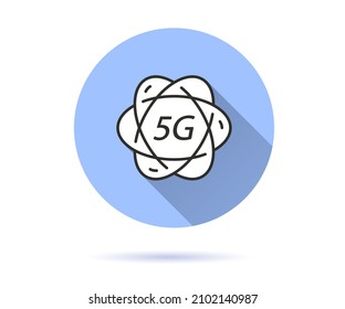 5g Symbol. Einfache Illustration mit langem Schatten einzeln für Grafik- und Webdesign.