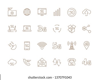 5g Icons. Internet Mobile Safety Wireless 4g Signal Telecommunication New Technology Free Wifi Vector Symbols