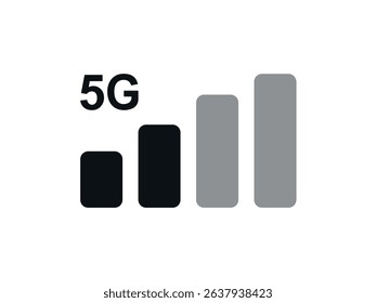 5G icons. Vector illustrations, high-speed mobile internet, signal strength, and connection symbols. Network wireless technology icons on  white isolated background