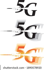 5G illustration characters expressing large capacity and sense of speed