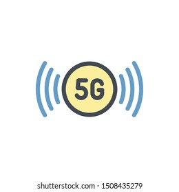 5G internet connection color line icon. 5G network signal vector outline colorful sign.