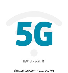 5g Internet Connection Speed Sign Over Futuristic Low Poly Mesh Wireframe On Blue Background Vector Illustration. 5G Vector Icon. 5th Generation Wireless Internet Network Connection Information